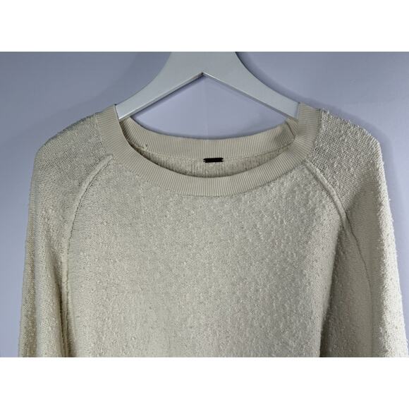 Free People Found My Friend Sweater Sz XS Ivory Terry Cloth Oversized Minimalist - Picture 4 of 14